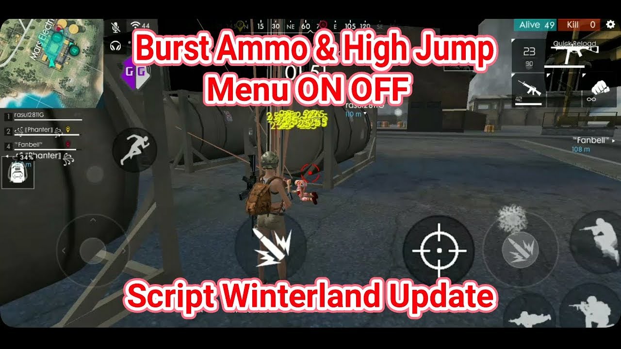 Free Fire Burst Ammo & High Jump menu ON OFF Winter Script ... - 
