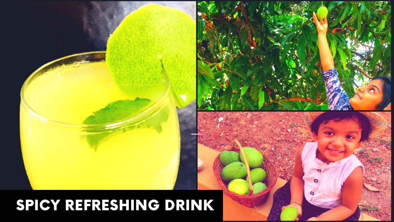 GREEN MANGO SPICY REFRESHING DRINK | KIDS PLUCKING THE MANGOES | RAW MANGO JUICE |JAS FOODTUBE