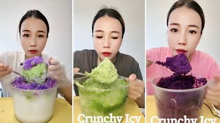 QIAN SHAVED ICE EATING | ICE EATING ASMR | CRUNCHY ICY ASMR