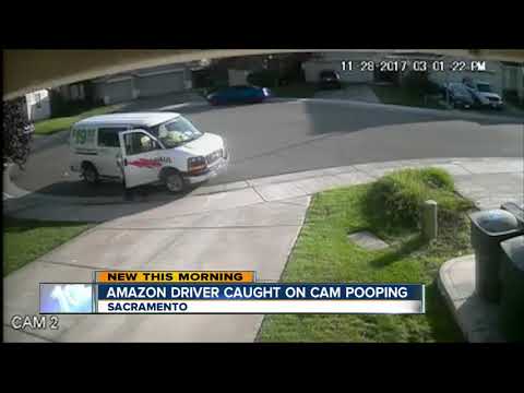 Amazon delivery driver poops in street, caught on camera