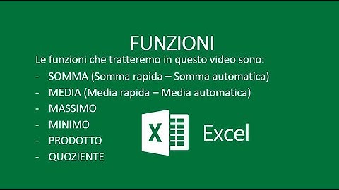 4^ VIDEO EXCEL -  LE FUNZIONI (Somma, Media, MAX, MIN, Prodotto, Quoziente)