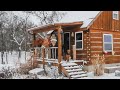 First Snow of the year OFF GRID Log cabin | evening chores