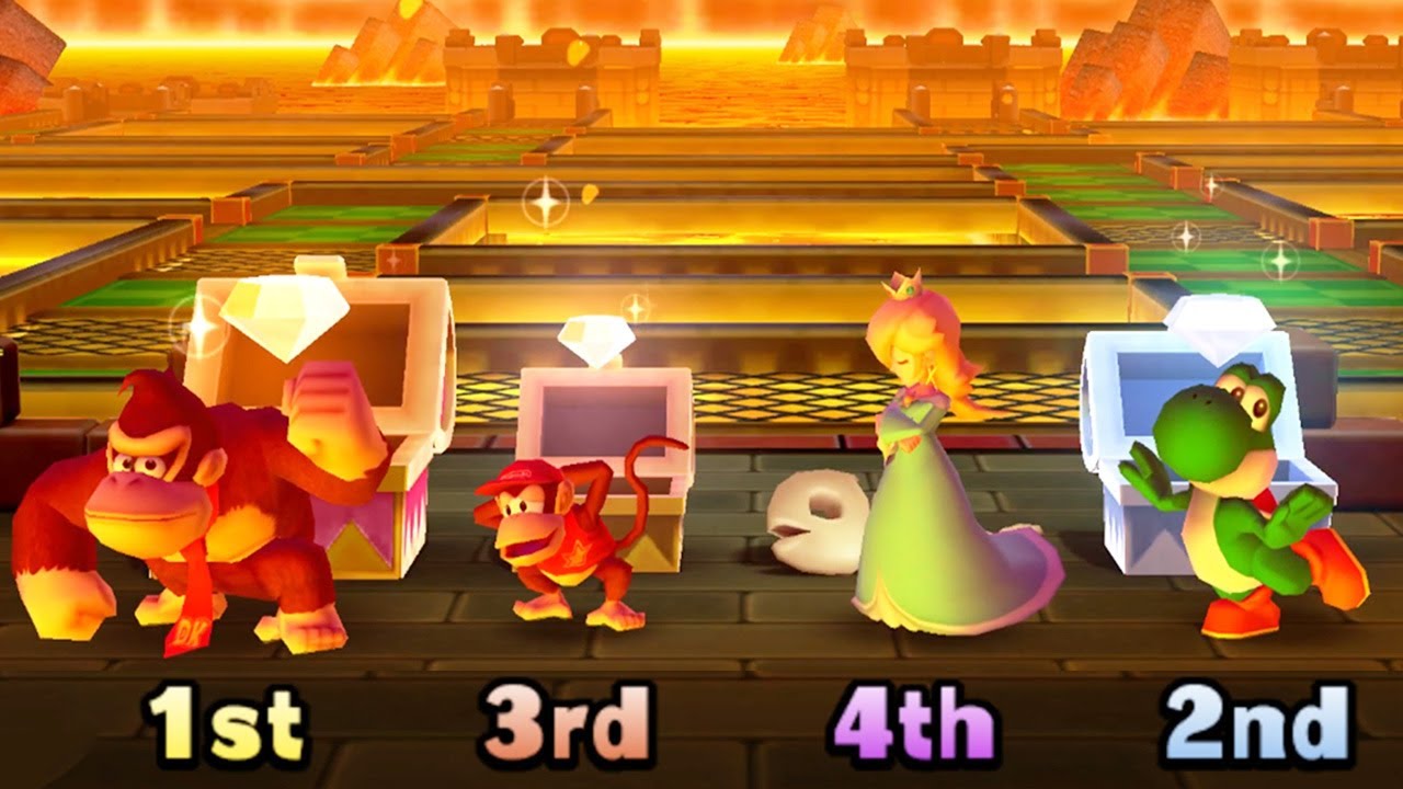 Mario Party Star Rush - MiniGames - Donkey Kong vs Diddy Kong vs Rosalina vs Yoshi (Master Cpu)