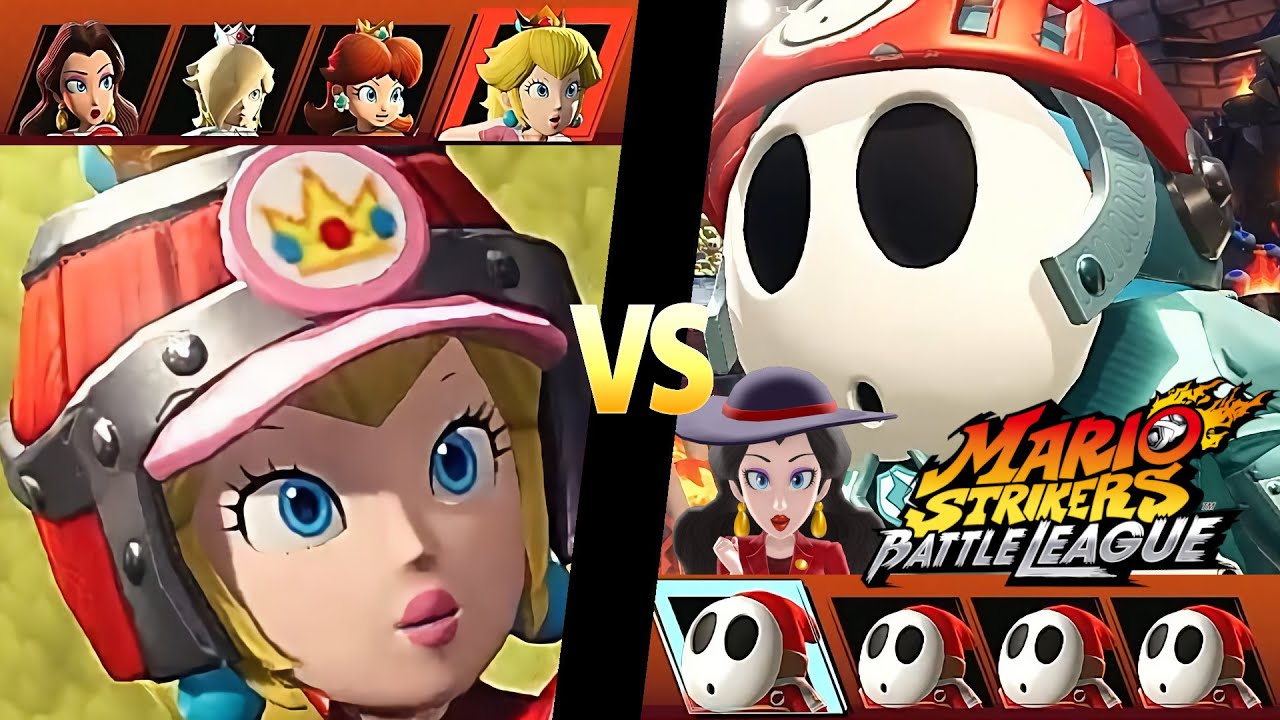 Mario Strikers Battle League Peach Daisy Rosalina and Pauline at Lava Castle