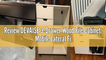 Review DEVAISE 3-Drawer Wood File Cabinet, Mobile Lateral Filing Cabinet, Printer Stand with Open St