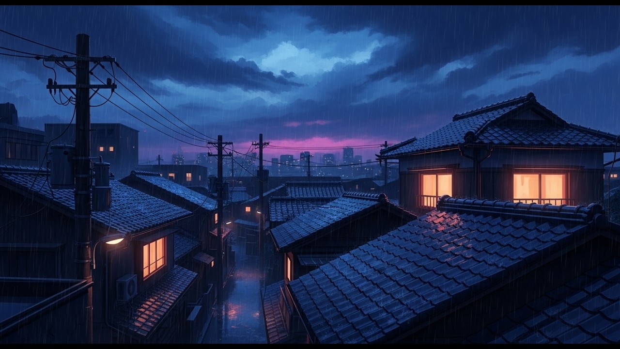 Japanese Old Town Rain 🌧️ Nostalgic 80s Lofi Beats 🏮 Deep Focus Music