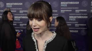 ⁣Lily Collins Red Carpet Interview: 2023 Breakthrough Prize Ceremony