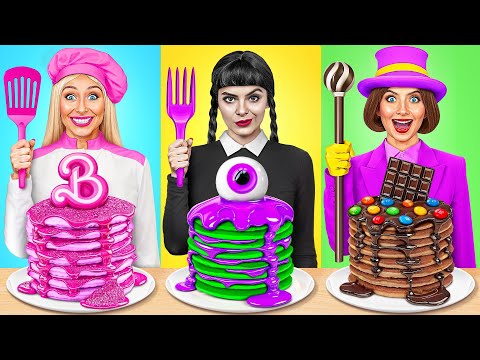 Barbie vs Wednesday vs Wonka | Cooking Challenge by Multi DO Smile