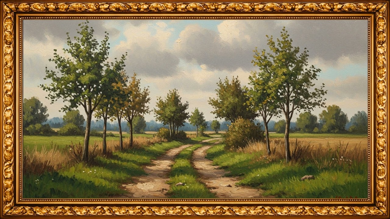 Quiet Rural Path & Trees – Nostalgic Countryside Classical Art