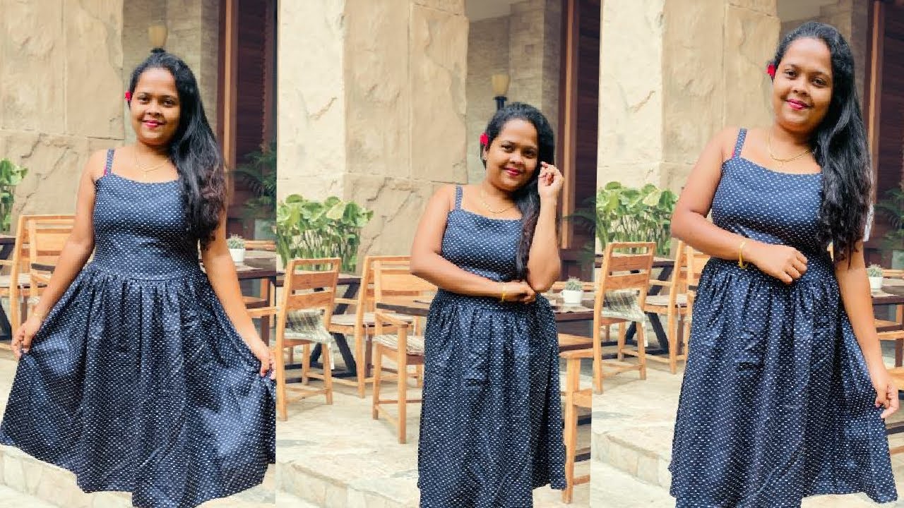 උර පටි යෙදූ ලස්සන ගවුමක් මහමු / How to sew a frock / Sleeveless dress