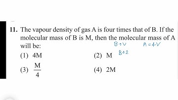 Vapoue density of a gas A is 4 times then of B. If  MM of B is M then molecular mass of A will be ￼