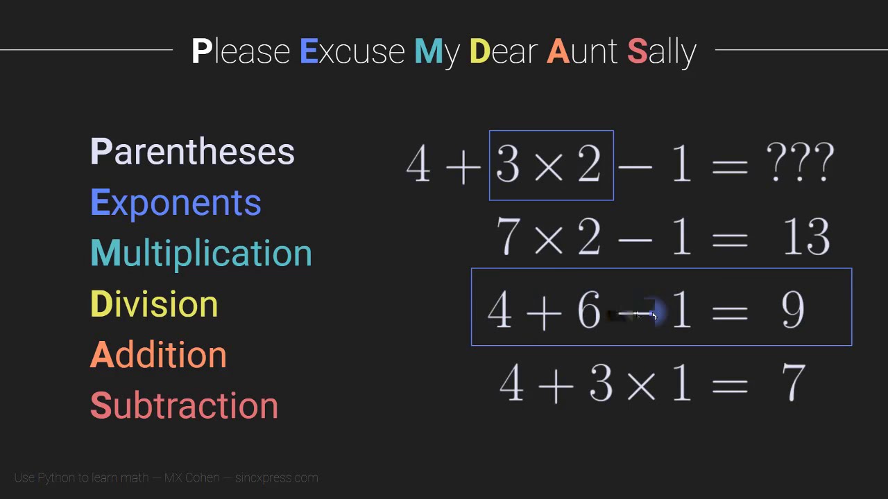 Order Of Operations In Arithmetic using Python YouTube Order Of Operations In Arithmetic using Python YouTube