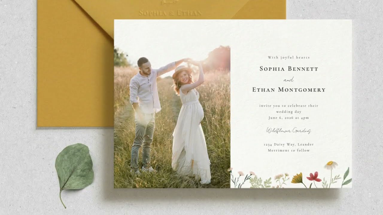 Leander Wildflowers Wedding Invitation Suite
