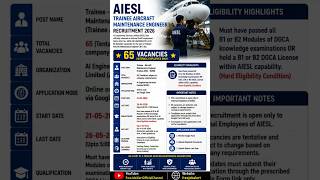 AIESL Recruitment 2026 | Aircraft Maintenance Engineer Jobs | Apply Online