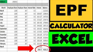 EPF Excel Calculator| Employee Provident Fund| How to Calculate EPF interest with EPF interest rate screenshot 5