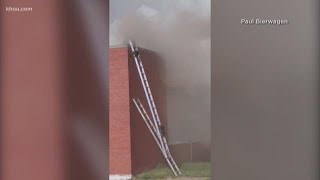 Caught on camera: Firefighters set up ladder to help raccoons escape fire