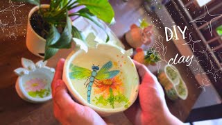 ✨Making clay trinket dishes and palettes🌼🎨 Using Air dry Clay | Stress Free Clay Diy | No bake