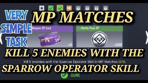 Kill 5 Enemies With The Sparrow Operator Skill in MP Matches | Call Of Duty Mobile || Task Complete