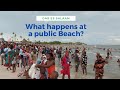 What happens at the most popular beach in Tanzania?