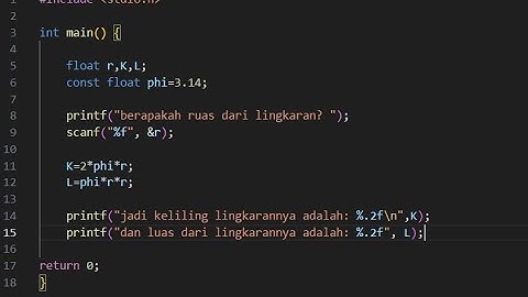 Tugas Praktikum Pemrograman -  luas dan keliling lingkaran menggunakan bahasa C