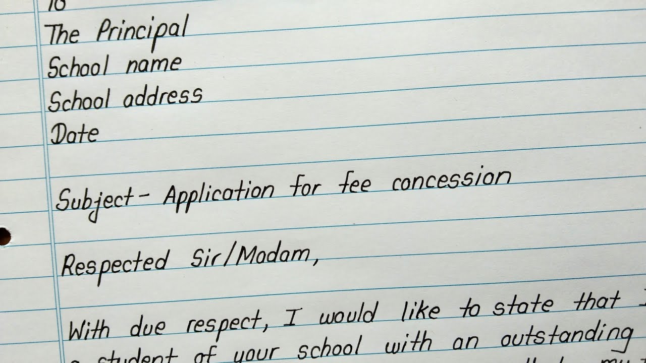 write application to your principal for fee concession