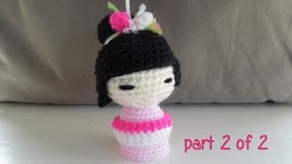 Your support is appreciated, my Patreon page: http://www.patreon.com/happyberry Part 2 of 2 on how to crochet a Kokeshi Doll. I 