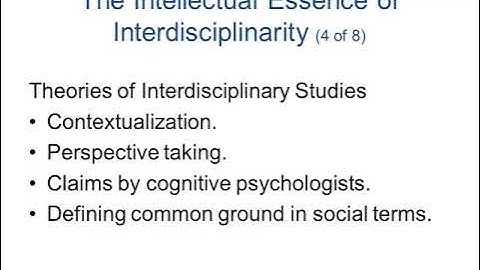 Interdisciplinary Studies - Lecture 1 - Part 4