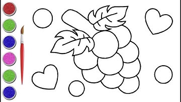 Cách vẽ chùm nho/ trái cây - tô màu chùm nho/ trái cây - How to draw and color grapes/ fruits #243
