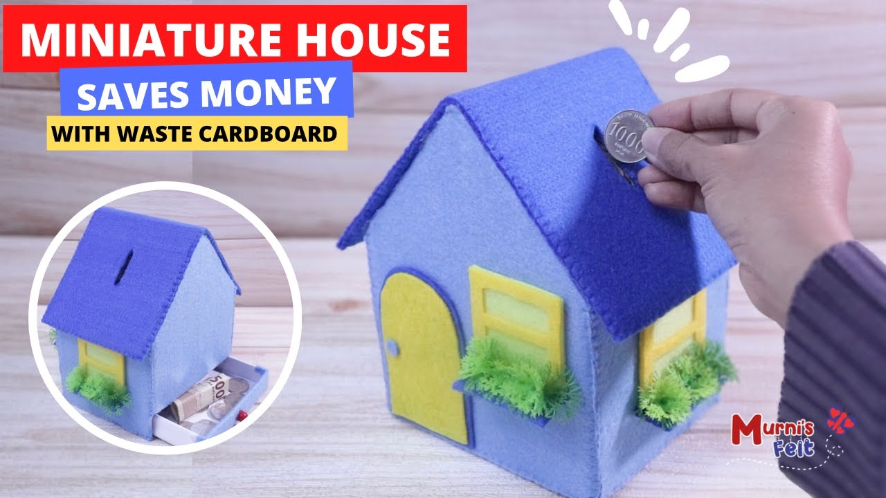 Cara Membuat Celengan Miniatur Rumah Unik dari Kain Flanel dan Kardus Bekas, Hasilnya keren Banget !