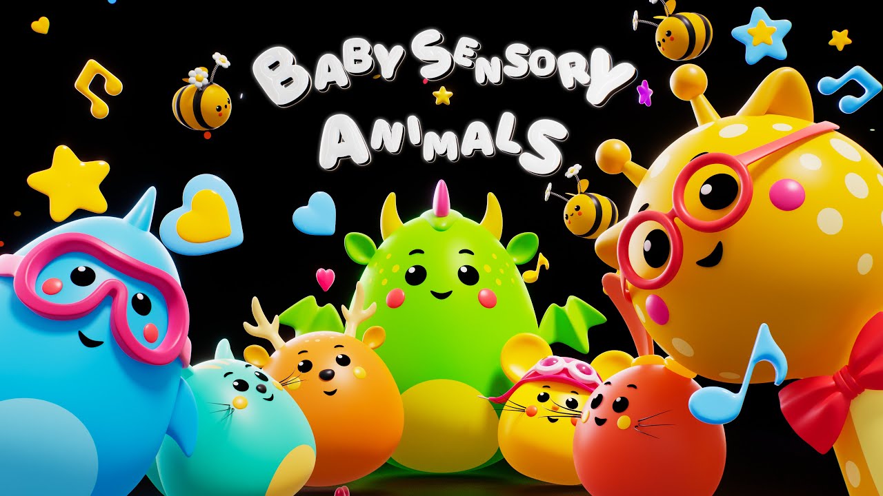 Baby Sensory Animals - Dancing Dino and Funky Friends - Party Remix! Baby Sensory Dance Video