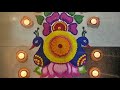 Lotus & Peacock Diwali Kolam | Easy Rangoli with Diyas | Beautiful Deepavali Rangoli
