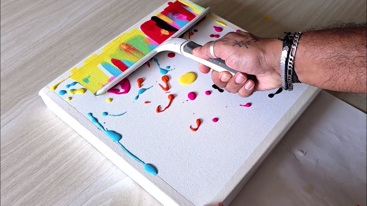 Easy Acrylic Painting / Abstract Painting Using Window Wiper / 365 Days Challenge / Day #03