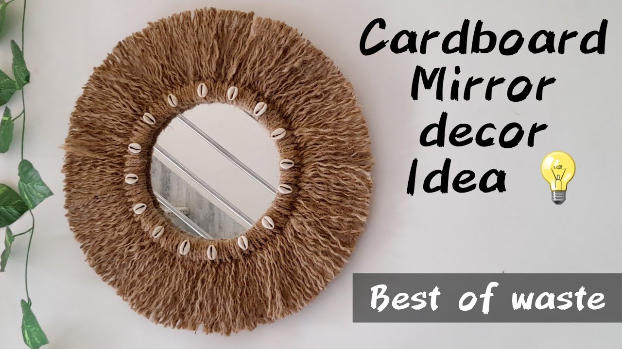 Low cost DIY mirror idea from cardboard and jute rope. 