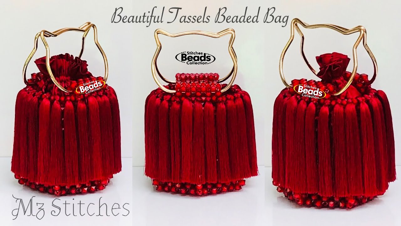 STEP 2: EASIEST way to ATTACH Tassels to your BEABED BAG//DIY TASSELS Beaded Bag//DIY TUTORIAL
