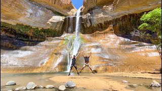 Lower Calf Creek Falls, Escalante Utah - Aerial View Included In This Video
