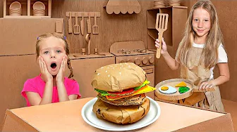 Nastya Pretend Play in a Fun Cardboard World with Mom and Dad