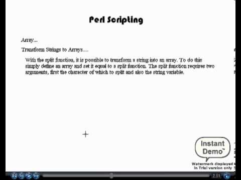 PERL Slicing Arrays, Transform String to array and Sorting Array 1)
