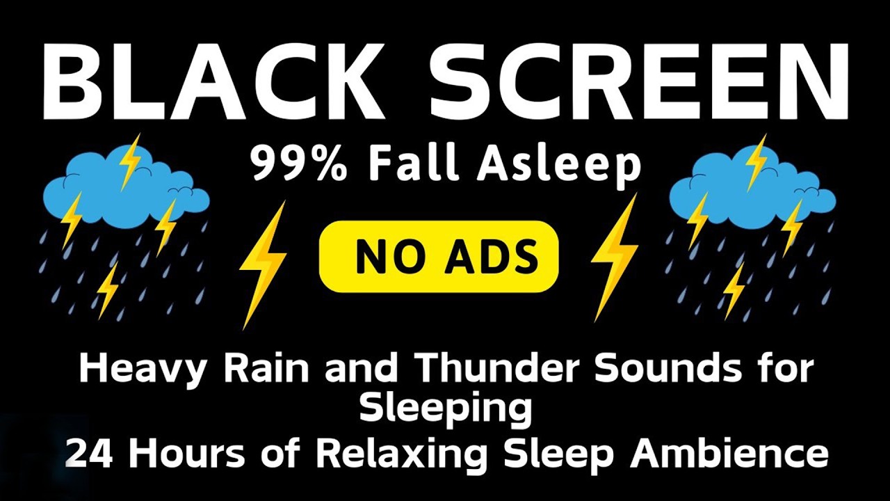 🔴 Heavy Rain and Thunder Sounds for Sleeping 🌧| Perfect for Deep Sleep and Relaxation 🌧 Black Screen