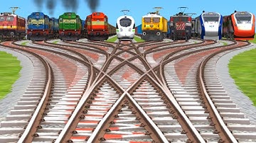 All Realstic Trains Every Day Crossing At Bumpy👣 Forked Lines Railroad Tracks | train simulator