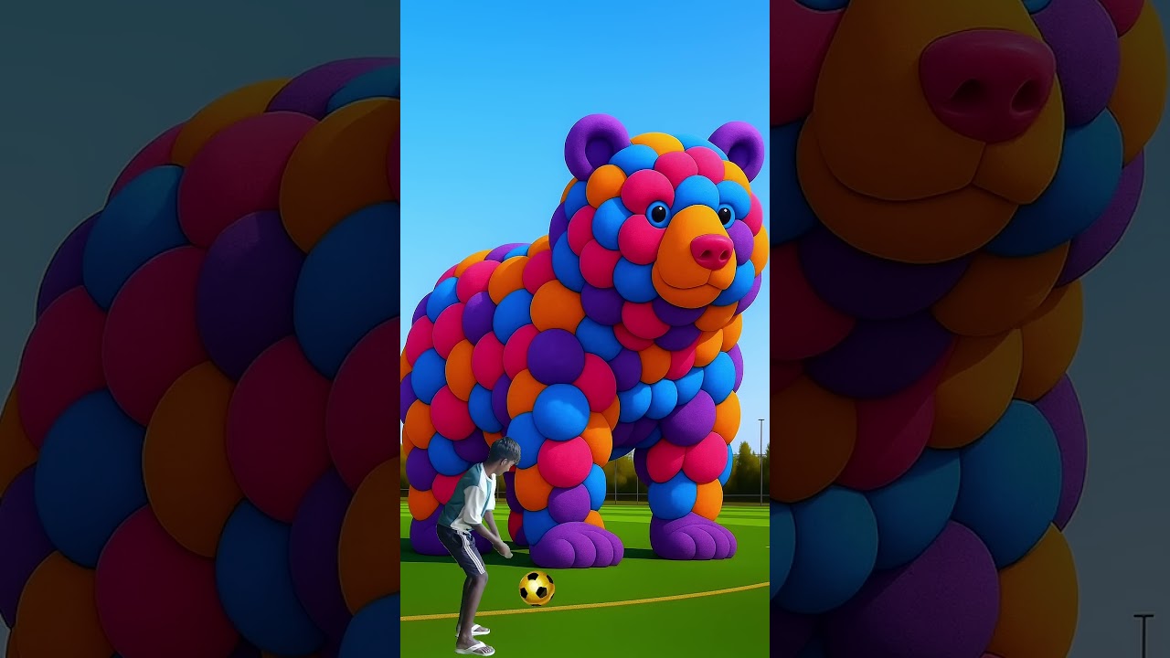 Талисман-помощник вибрато 🐻, размещенный на футбольном поле, — популярный, совместно созданный, к...