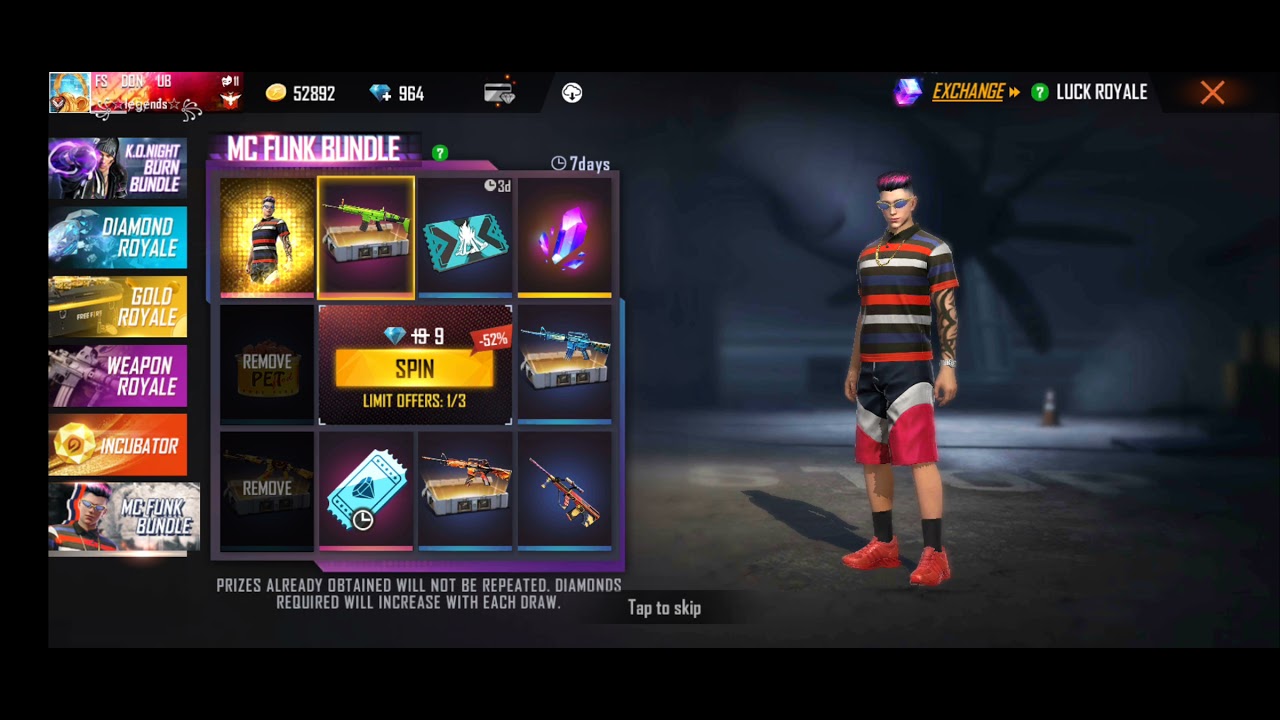 FREE FIRE NEW OP MC FUNK BUNDLE FREE SPIN SUBSCRIBE COMMENTS SHARE LIKE