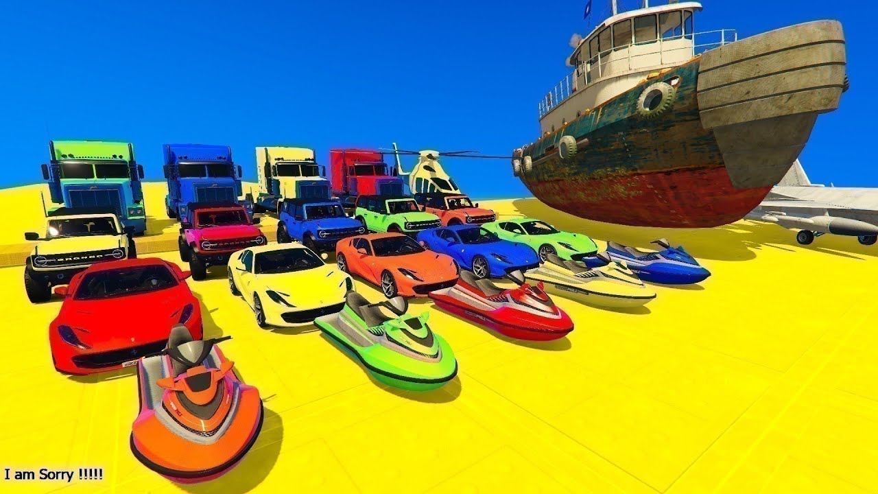 GTA V Mega Ramp On Bikes, Fighter Jets,Boats By Trevor & Stunt Map ...