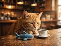Cat Café with Orange Cat and sharky ☕🐱 | Cozy Coffee Time Ambience | Sleep & Study