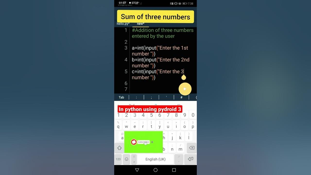Python program to calculate Sum of three numbers | addition of three ...