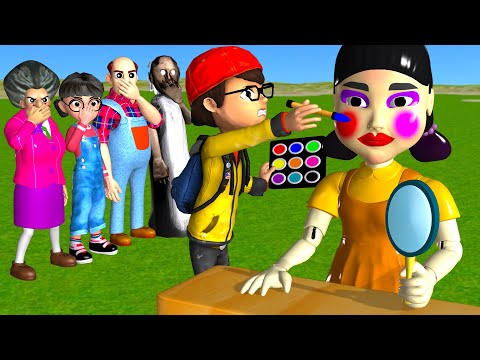 Scary Teacher 3D vs Squid Game Face Makeup Nice or Error 5 Times Challenge Miss T vs Tani Win