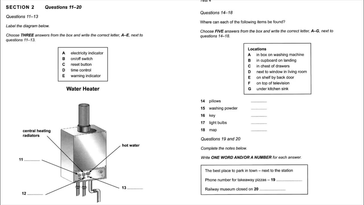 Water Heater IELTS LISTENING TEST SECTION2 YouTube