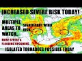 Increased severe risk for today significant wind  isolated tornado risk watching next week