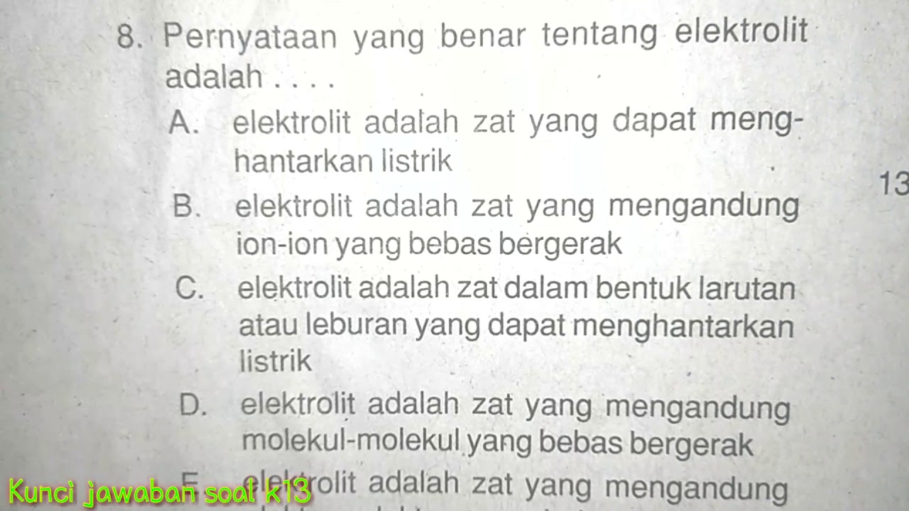 Pernyataan yang benar tentang elektrolit adalah - YouTube