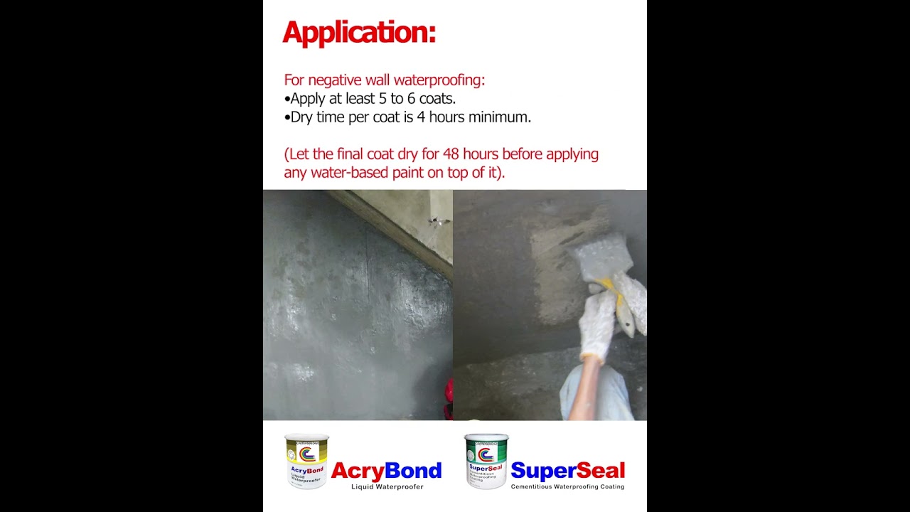 HOW TO APPLY ACRYBOND LIQUID WATERPROOFER AND SUPERSEAL CEMENTITIOUS WATERPROOFING COATINGS