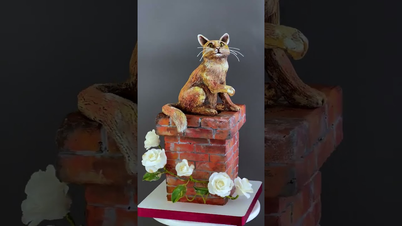 3д торт для романтиков. Шоколадная кошка. 3D cake for romantics. Chocolate cat.